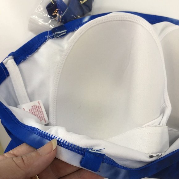 Xhilaration Blue and White Tie Dye Bandeau Bikini Swim Top Women's Plus Sz 20W - Picture 5 of 6